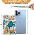 Credit Card Holder Slim Wallet, Sea Turtle RFID Wallet Women Front Pocket Small Card Holder Travel Cute Funny Thin Card Case ID Window PU Leather