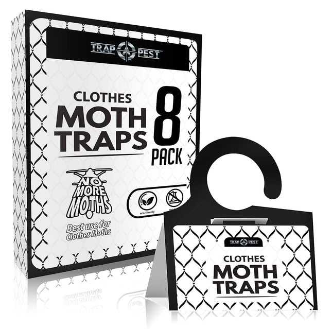 TRAP a PEST Clothing Moth Traps - 8 Pack - Non Toxic Moth Traps for Clothes with Pheromone Attractant - Odorless Sticky 