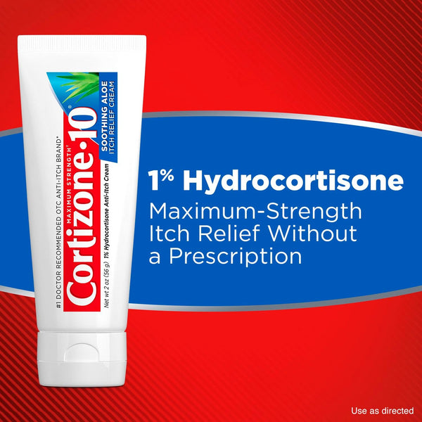 Cortizone-10 Maximum Strength Soothing Aloe Itch Relief Cream, 1% Hydrocortisone, Fast-Acting, Anti-Itch Cream for Bug Bites, Rash, Eczema,