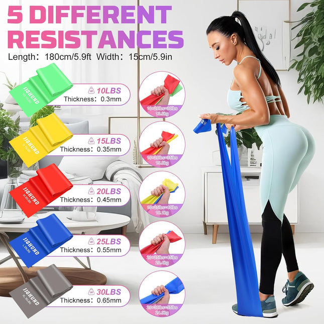 Resistance Bands, 5 Pcs Exercise Bands Elastic Stretch Bands for Fitness Yoga Pi