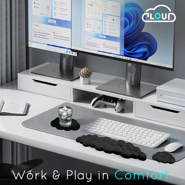 Cloud Wrist Rest for Computer Keyboard Arm Wrist Rest with Non-Slip Base Extended Wrist Rest Ergonomic Memory Foam for Keyboard and Mouse Typing