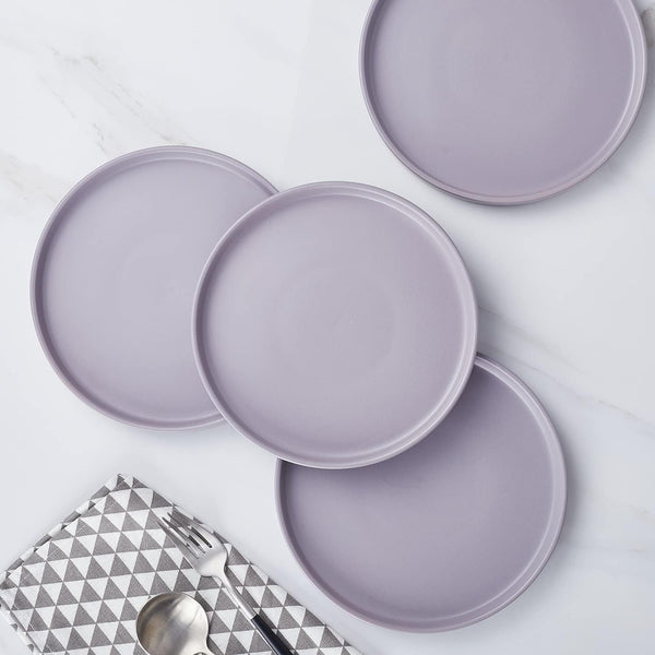 Stone Lain Cleo Stoneware 16-Piece Modern Dinnerware Set, Plates and Bowls, Light Gray, Service for 4, Microwave & Dishwasher Safe Dinnerware Set