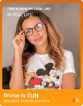 TIJN Blue Light Blocking Glasses Men Women Vintage Thick Round Rim Frame Eyeglasses 01. Whiskey Tortoise