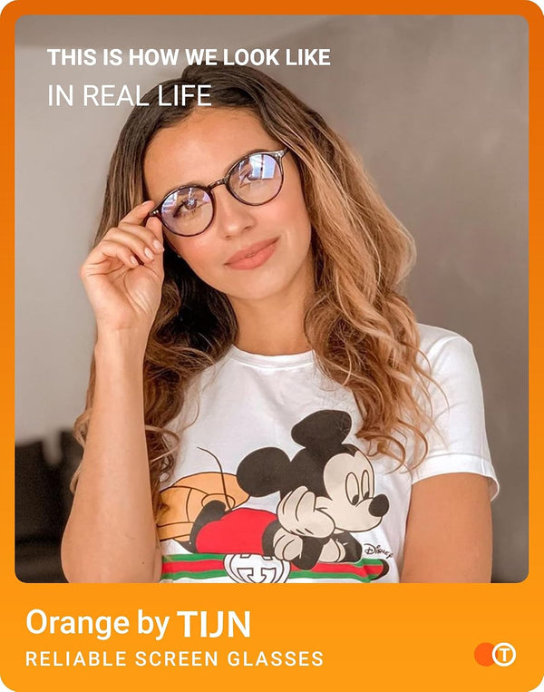 TIJN Blue Light Blocking Glasses Men Women Vintage Thick Round Rim Frame Eyeglasses 01. Whiskey Tortoise