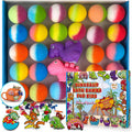 26+2 PCS Bath Bombs for Kids with 26 Dinosaur Suction Toys Inside, Organic Kids Bath Bombs Gift Sets with 2 Squeeze Dinosaur Toys for Boys & Girls