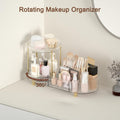 Makeup Organizer Countertop for Vanity, Rotating Perfume Tray with 5-Compartment Cosmetic and Skincare Organizers, Multi-Purpose Desk Storage