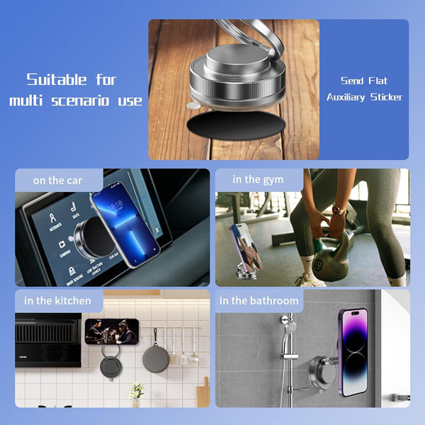 Vacuum Magnetic Phone Holder One-Handed Operation Foldable Adjustable Magnetic Phone Holder 360ÃÂ°Rotation for Car/Bathroom/Gym/Kitchen Multi-Scene
