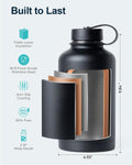 BUZIO Vacuum Insulated Stainless Steel Water Bottle 64Oz (Cold for 48 Hrs/Hot for 24 Hrs) BPA Free Double Wall Travel Mug/Flask for Outdoor Sports