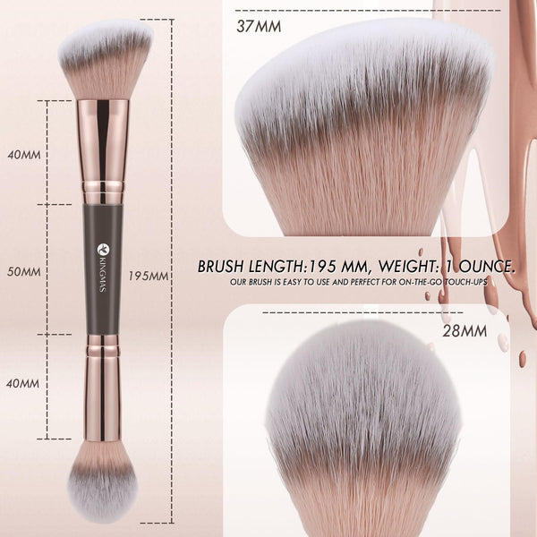 KINGMAS Foundation Makeup Brush, Premium Dual Concealer Bronzer Brushes Brown