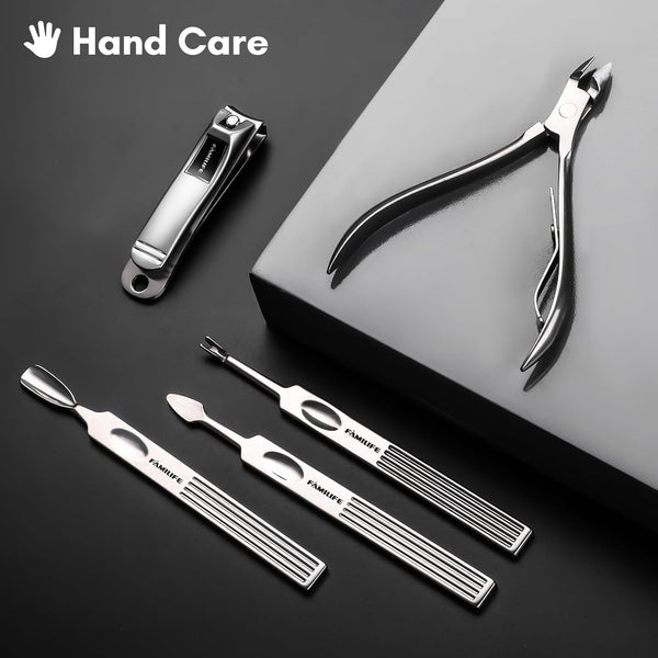 FAMILIFE Manicure Set, 11 in 1 Professional Manicure Kit Nail Clippers Set, Stainless Steel Pedicure Tools Toe Nail Kit, Men Grooming Tool with