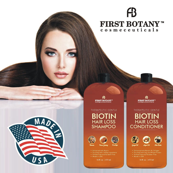 First Botany, Hair Growth Shampoo Conditioner Set - An Anti Hair Loss Biotin Shampoo & Conditioner with DHT blockers to fight Hair Loss For Men &
