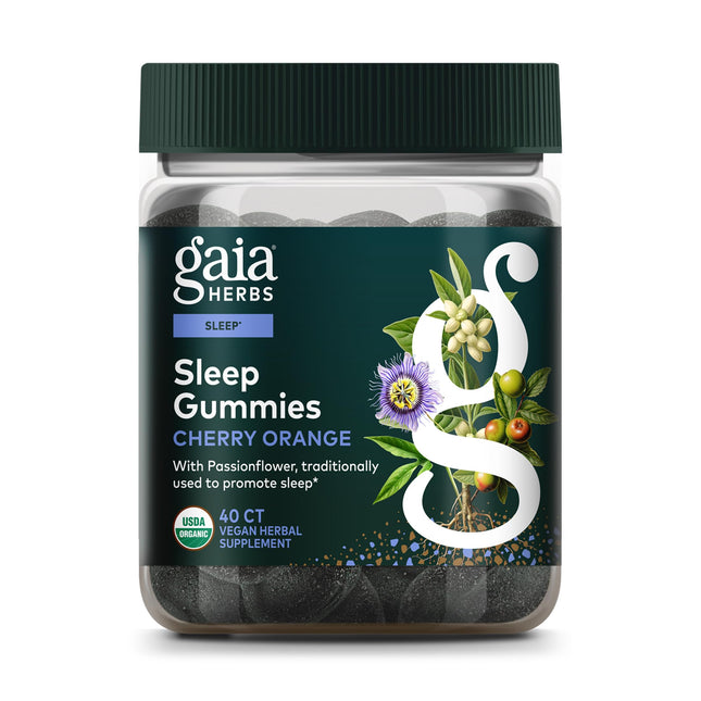 Gaia Herbs Sleep Gummies - Sleep Support*- Ashwagandha, Reishi Mushroom & Passionflower - USDA Certified Organic, Non-GM
