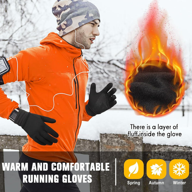 GXCROR Running Gloves Touchscreen Anti-Slip Gloves Lightweight Fleece Sports Glo