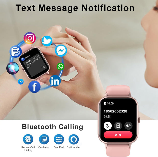 Smart Watch for Men Women Compatible with IOS Android Phone, 1.83" Full Touchscreen IP68 Waterproof Smartwatch,Fitness T