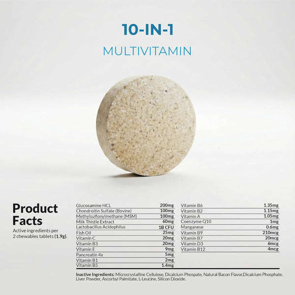 Multivitamin for Dogs 120 Tablets - Glucosamine, Fish Oil & CoQ10 | With Glucosamine, Chondroitin, Fish Oil & CoQ10. Supports joint, skin, heart,
