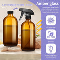 9 Pack Glass Spray Bottle 16Oz, Empty Amber Spray Bottle Refillable Container for Essential Oils,Cleaning Products,Aromatherapy Spray Device