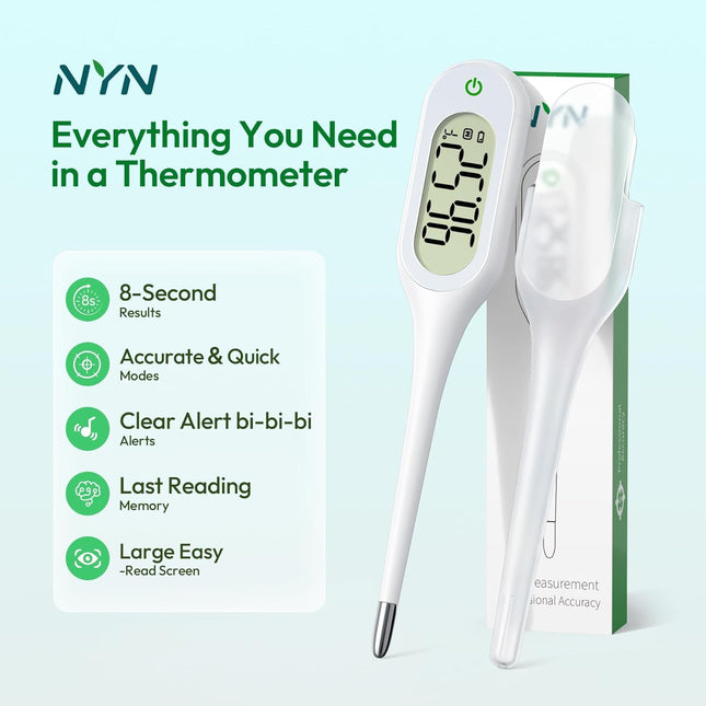 Basal Thermometer for Adults and Kids, Fast & Accurate with Fever Alert, Mute Fu