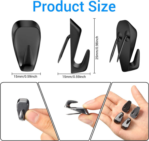 LEIFIDE 10 Pieces Cubicle Hooks Clips, 40 Lbs Picture Hangers,Silver 10 Black