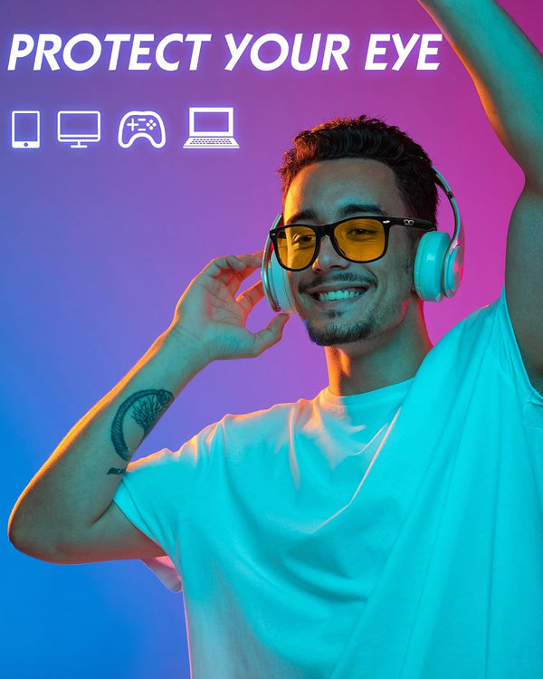 Blue Light Blocking Glasses Gaming- Filtering Computer Gaming Screen/TV/Phone UV Blue Ray Black Light Orange