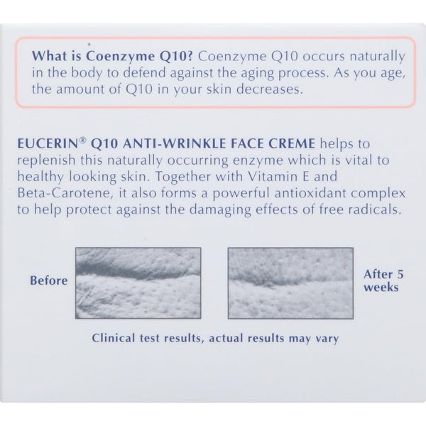 Eucerin Q10 Anti-Wrinkle Face Cream, Unscented Face Cream for Sensitive Skin, 1.7 Oz Jar 1.7 Ounce (Pack of 1)
