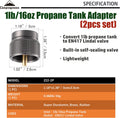 CAMPINGMOON 2Pcs Set Camping Grill Gas Stove Adapter, Input: 16Oz/1Lb Small Propane Canister, Output: EN417 Lindal Valve Z22-2P