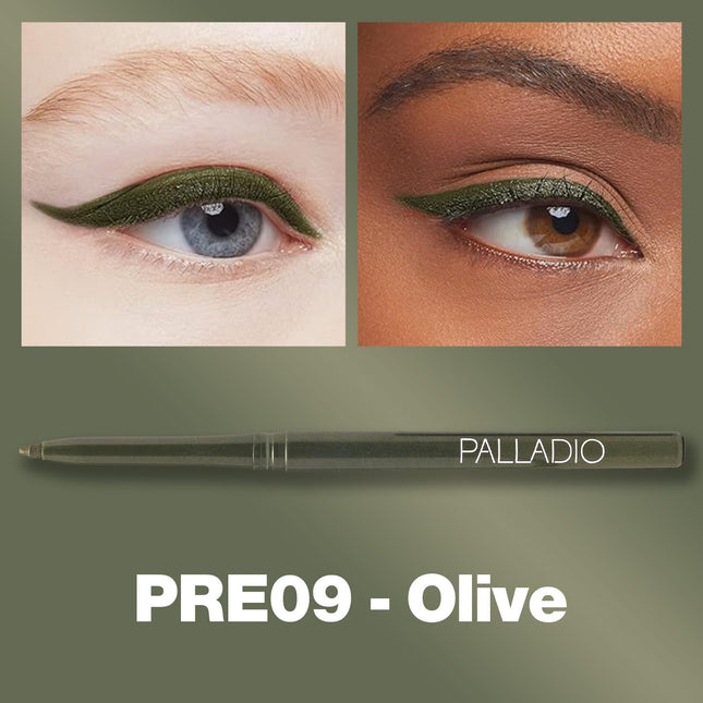 Palladio Retractable Waterproof Eyeliner, Richly Pigmented Color and Creamy, Sli