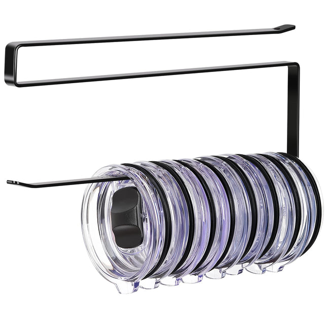 Tumbler Lid Organizer, Horizontal Tumbler Lid Storage Hook up to 10 Lids, Space Saving Cup Lid Holders under Cabinet Tum