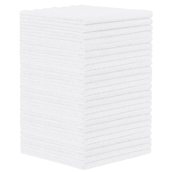 Orighty Microfiber Cleaning Cloth - 24 Pack, White Cleaning Rags 12x11 inch White 24 Pack