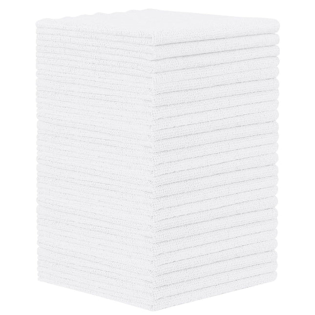 Orighty Microfiber Cleaning Cloth - 24 Pack, White Cleaning Rags 12x11 inch Whit
