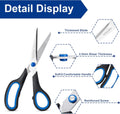 6PCS 8" Scissors,Sharp Stainless Steel All Purpose for Office School Crafts Black 6