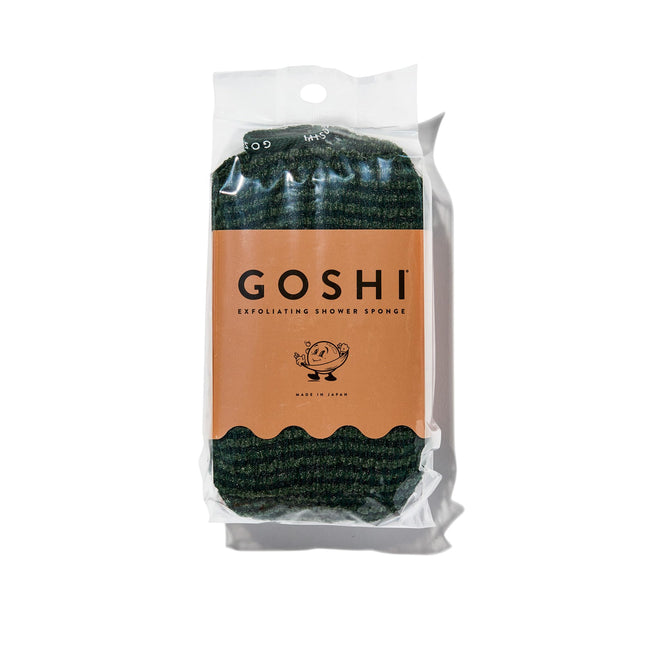 Goshi Exfoliating Shower Sponge- Moss Green, Rapid-Drying, Rip Resistant