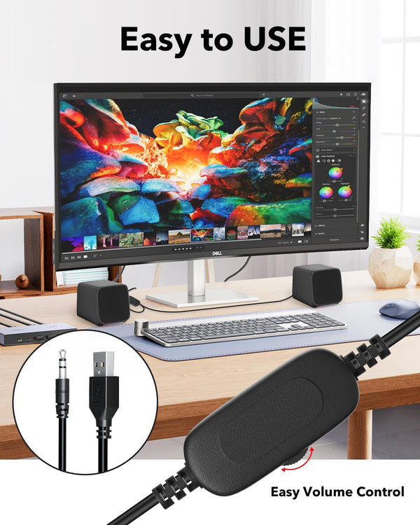 Computer Speakers,Computer Speakers for Desktop Pc,Desktop Speakers,Small Computer Speakers USB Powered 3.5Mm Aux Speaker for