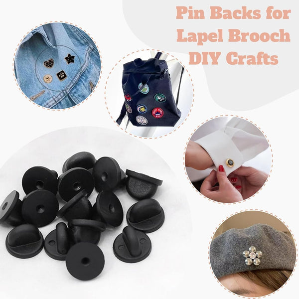 Lapel Pin Backs, Safety Backs for Brooch Tie Hat Badge Insignia Black 100