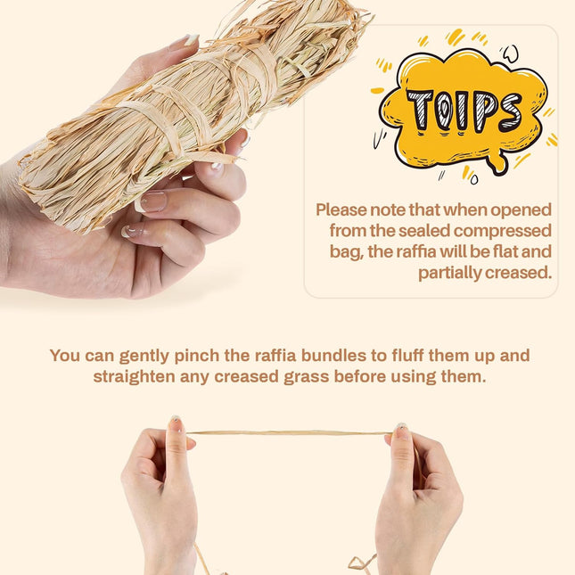 Sukh Natural Raffia Ribbon - 6PCS Raffia Straw for Florist Bouquets Decoration Crafts Ribbon for Wrapping Christmas Birt