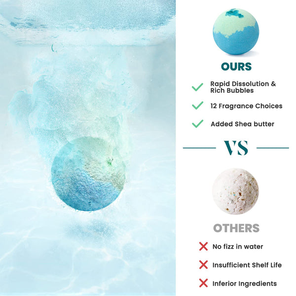 ZenBombs Bath Bombs for Women, 12pcs Handmade Natural Bath Bomb, Stocking Stuffers, Mothers Day Presents for Mom, Bath Bomb with Shea Butter,