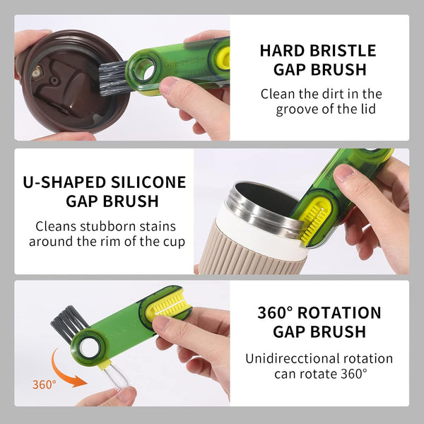 3 in 1 Cup Lid Gap Cleaning Brush Set, Multifunctional Insulation Bottle Cleaning Tools, Mutipurpose Tiny Silicone Cup Holder Cleaner, Home
