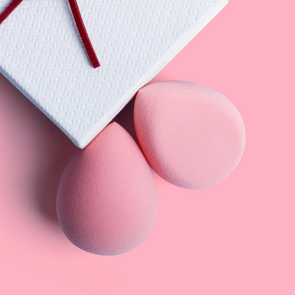 BEAKEY Flat Duo Patented Makeup Sponge Set of 2, Latex Free Pink Beauty Sponge for Foundation and Powder Application, Soft Blending Sponges, Large