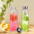 Pumtus 2 Pack Glass Water Bottles With Time Marker, 18 OZ Motivational Water Bottle with Non-slip Sleeve, Beverage Bottles with Hydrating
