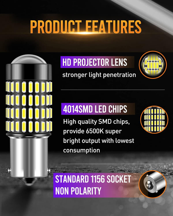 LUYED 1156 1141 LED Bulb 3400 Lumens Extremely Bright 1003 7506 BA15S P21W LED Light Bulbs for Backup Reverse Tail Turn Signal Lights,Xenon