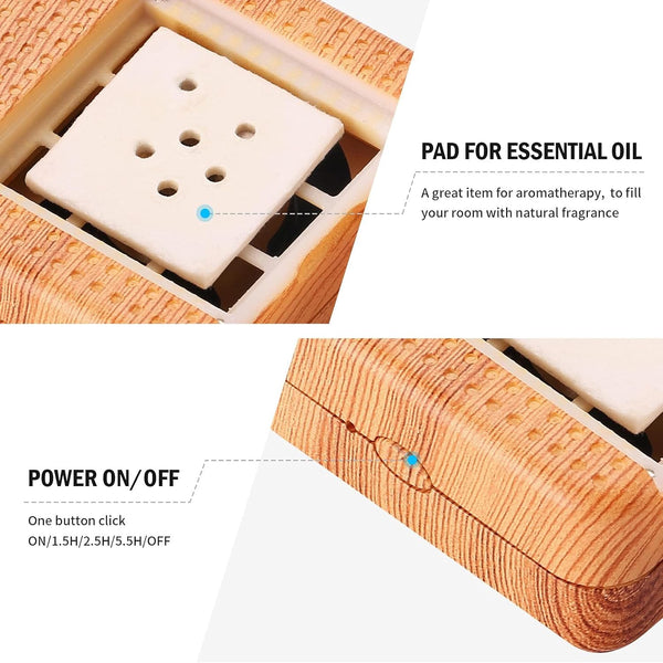 Weljoy Wood Grain Portable Diffuser for Essential Oils Ã¢ÂÂ Car or Travel, Mini Size, Quiet, Waterless, Re-Chargeable Battery or USB (Wood Grain)