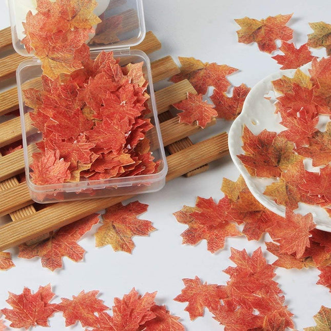 GEORLD Set of 36 Edible Fall Leaves Gold Leaf Cake Decorations, Party Cupcake To