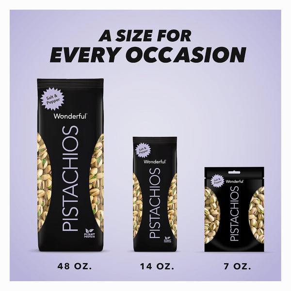Wonderful Pistachios In Shell, Salt & Pepper Flavored Nuts, 48 Ounce Bag, Protein Snacks, Gluten Free, Healthy Snacks for Adults Salt & Pepper 48