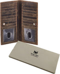 Long Wallet for Men Women Leather Slim Bifold RFID Blocking Card Holder Moss Green Crazy Horse