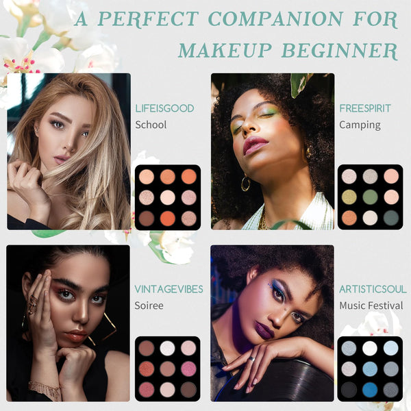 Color Nymph Beginner Makeup Kits Gift for Teens, Makeup Palettes with Reusable Handbag Includes 36 Colors Eyeshadow Blushes Bronzer Highlighter 4