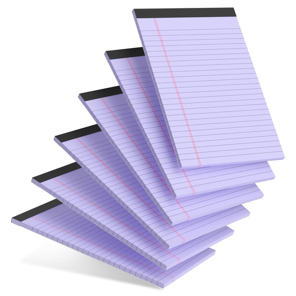 AILZFEI 6pcs Small Legal Pad 5x8 College Ruled Purple Legal Pads Notepads 6 Pack Study Back Writing Pads 5 x 8 Perforated Narrow Ruled Pads of