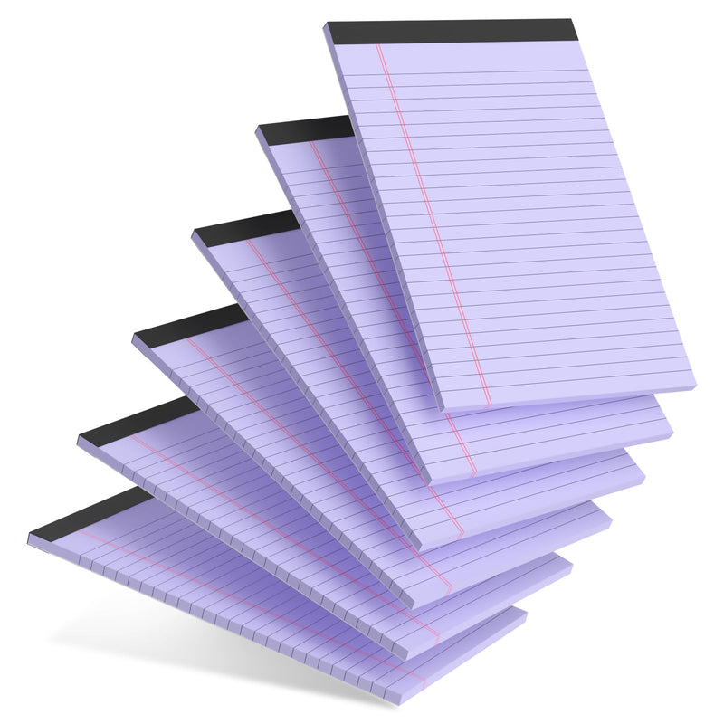 AILZFEI 6pcs Small Legal Pad 5x8 College Ruled Purple Legal Pads Notepads 6 Pack Study Back Writing Pads 5 x 8 Perforated Narrow Ruled Pads of