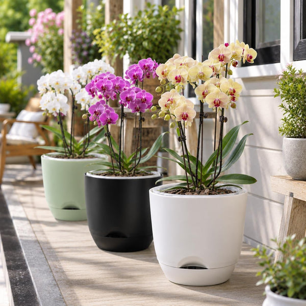 QCQHDU 2 Pack 5.7 Inch Orchid Pots with Holes for Repotting, Double-Layer and Self Watering Orchid Pot with Good Air Circulation Black 2packs 5.7IN
