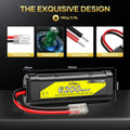 7.2V 6200mAh NIMH Battery for RC Cars, 6-Cell Flat Rechargeable Battery Pack, Replacement Hobby Battery with Tamiya Connector for Car Truck Truggy