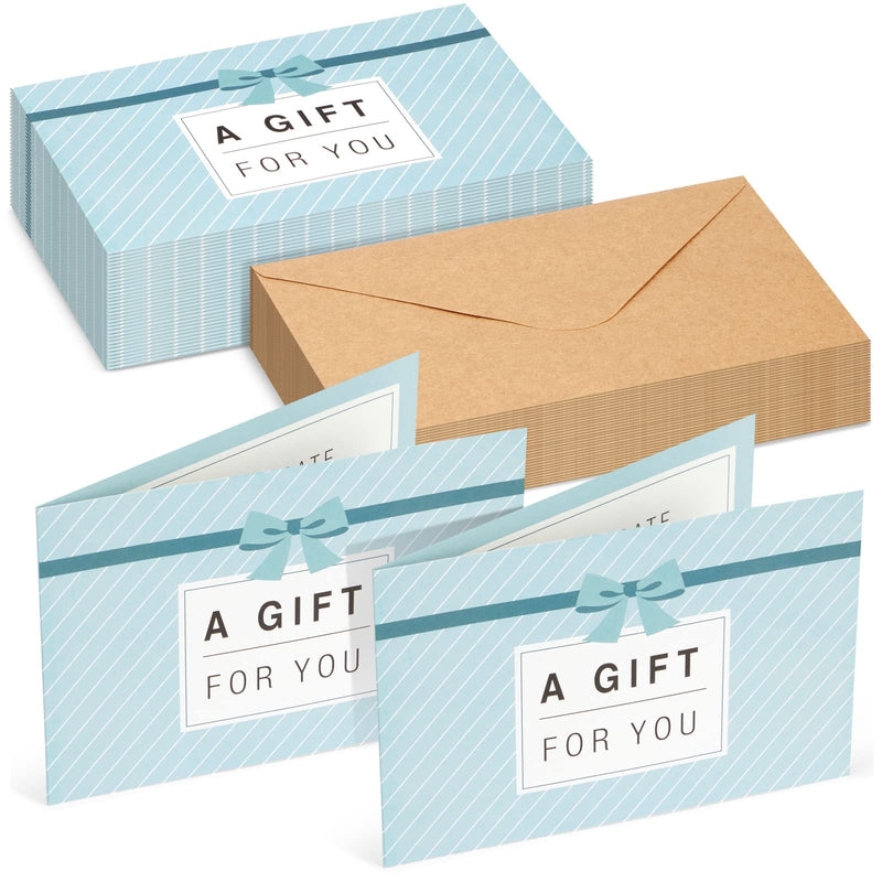 Juvale Blank Gift Cards - 36-Pack 4 x 6 in Blue 250 GSM & Envelopes - Customizable Gift Certificates for Business, Salon & Spa - Paper