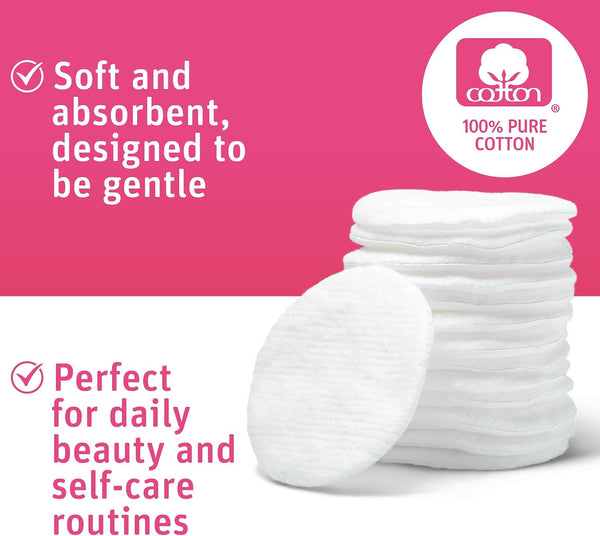 Simply Soft Premium Cotton Rounds, 100% Pure Cotton, Absorbent Cotton Pads, 100 Count (Pack of 6)